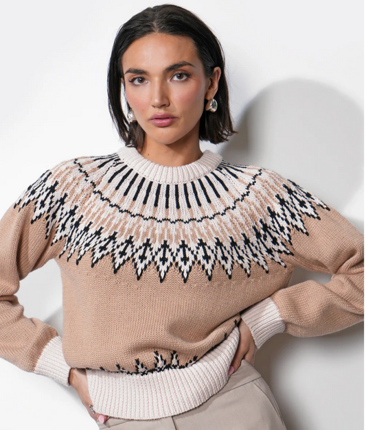 Karine Fair Isle Balloon Sleeve Sweater