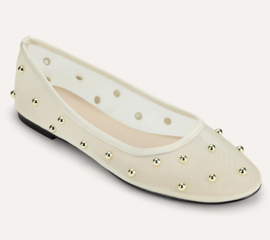 Sadie Stud in Cream Mesh Ballet Flat