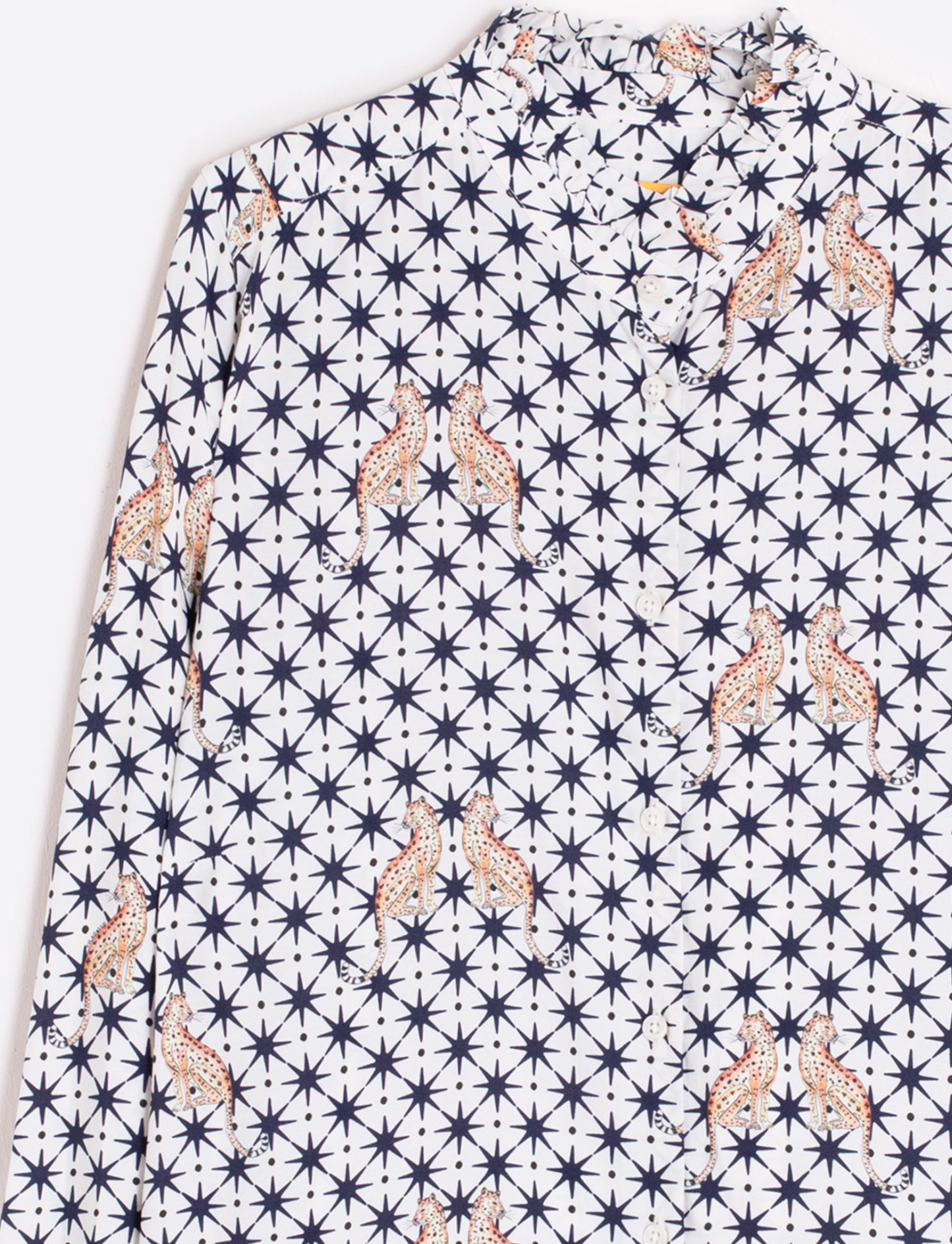 White Shirt With Leopard and Star Print