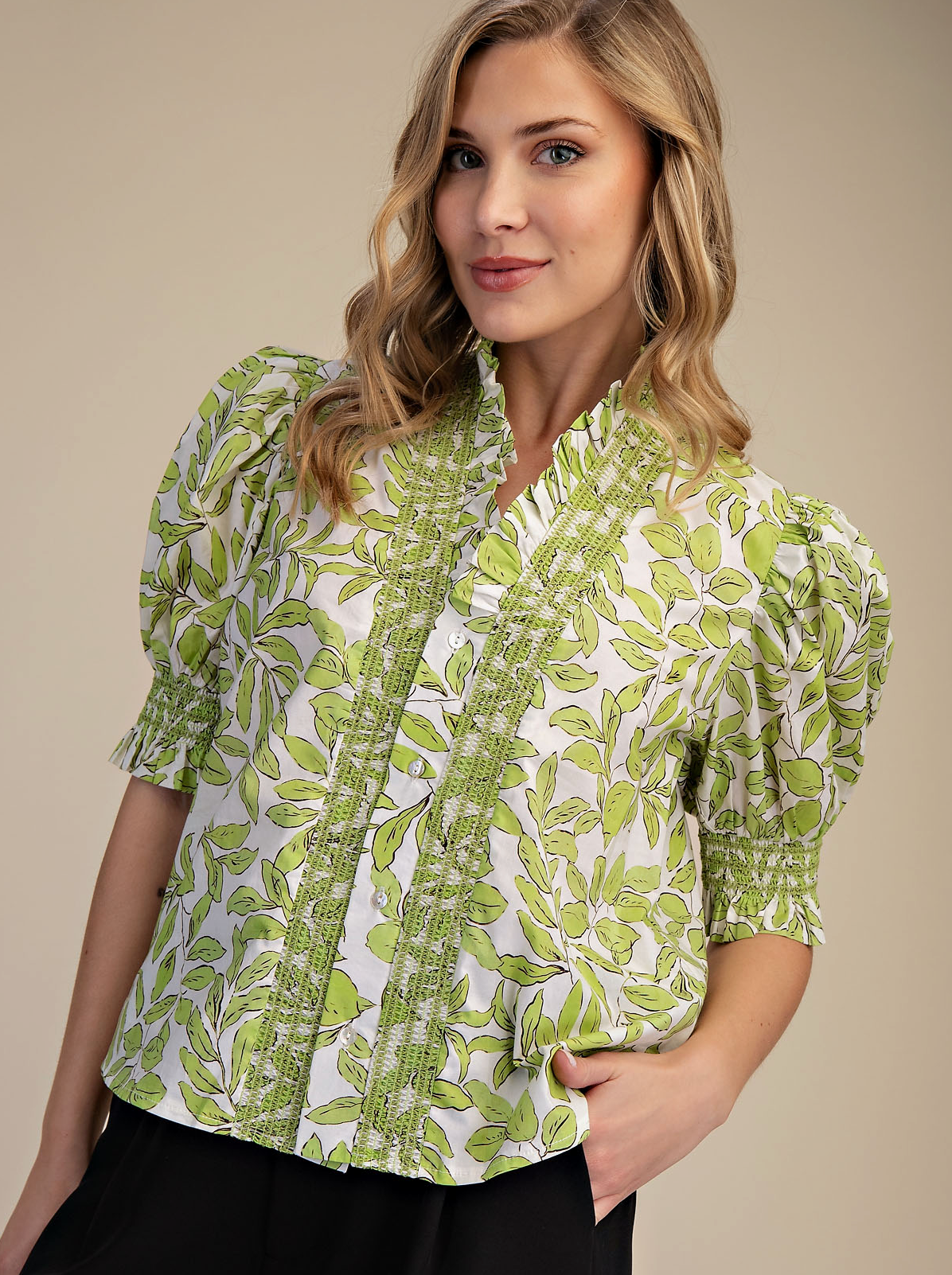 The Venice Blouse-Lime