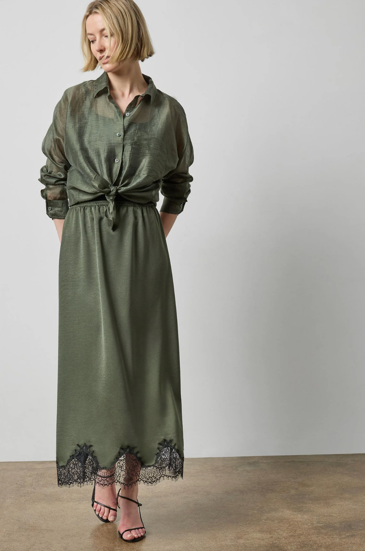 Lilla P Crepe Satin Skirt