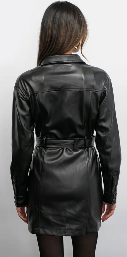 Augustine Vegan Leather Belted Dress