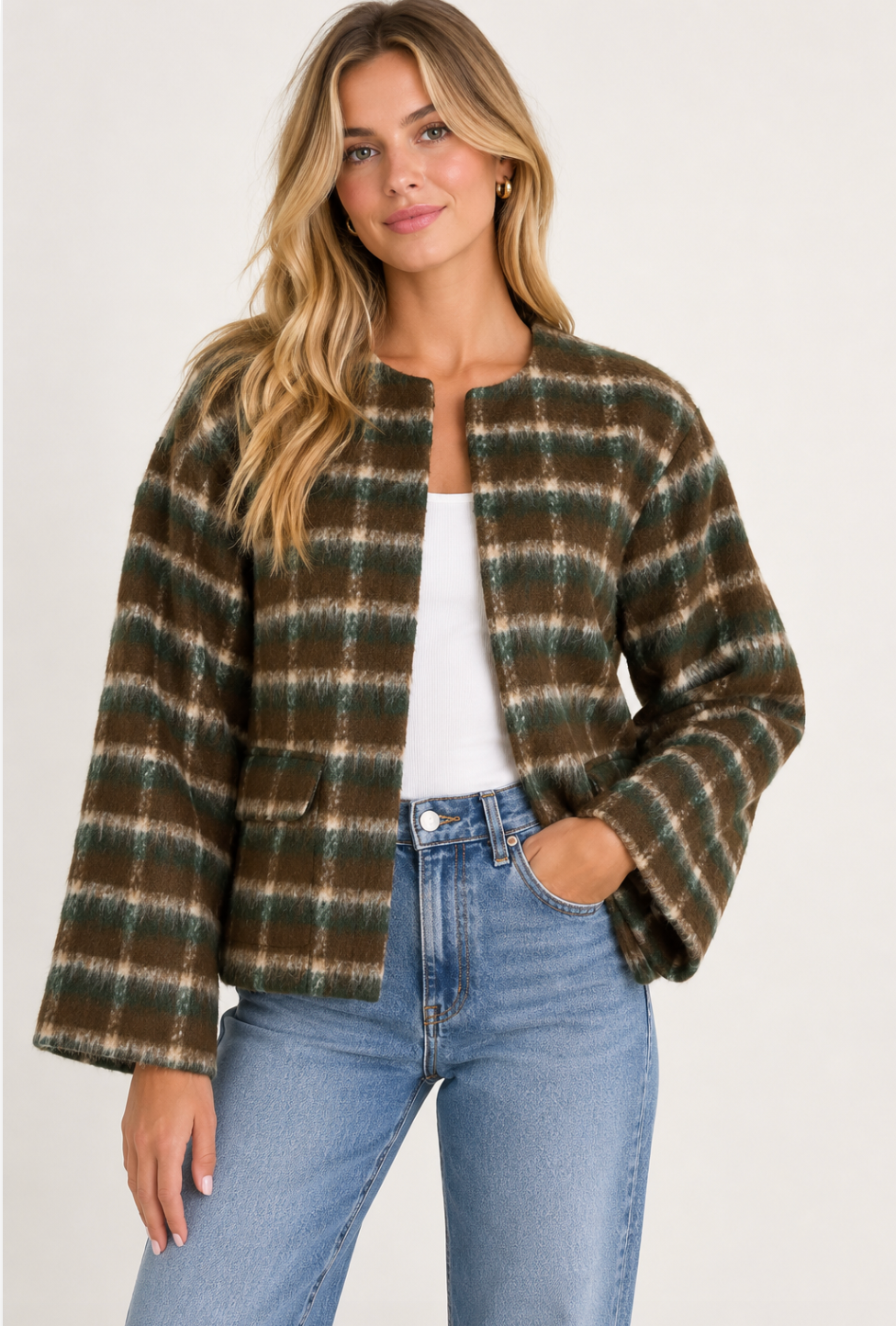 Ciebon Brushed Plaid Jacket