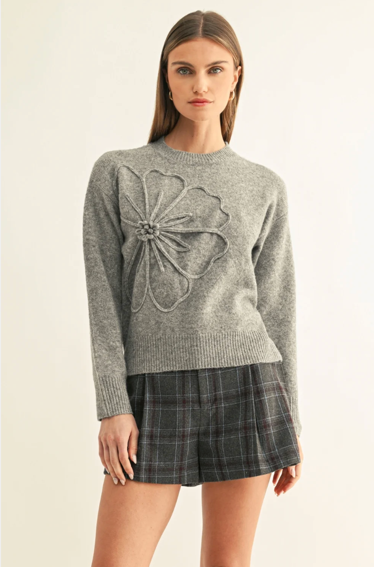 Adelyn Rae Evelyn 3D Flower Pullover Sweater