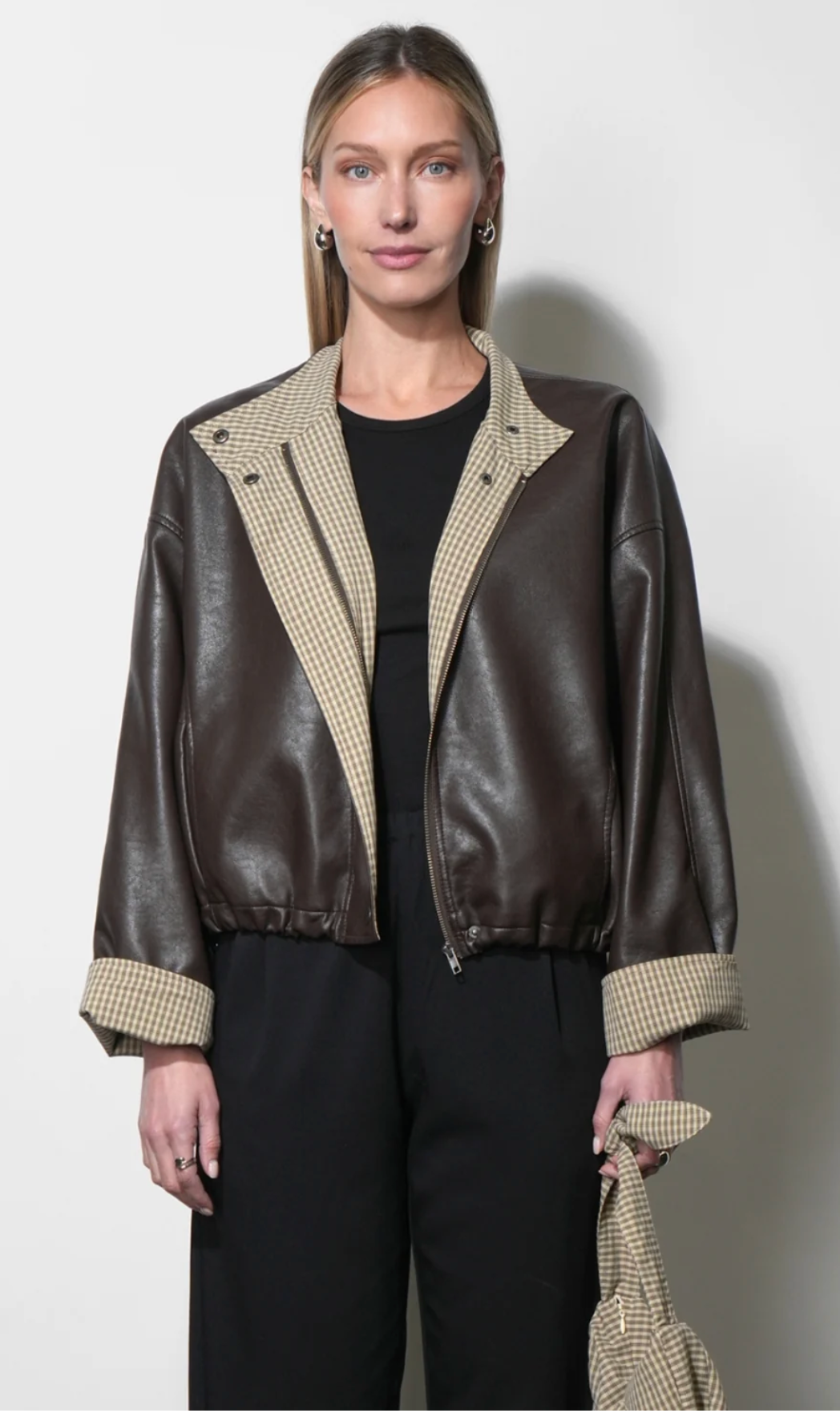 Greylin Tania Faux Leather Jacket w/ Mini Tote