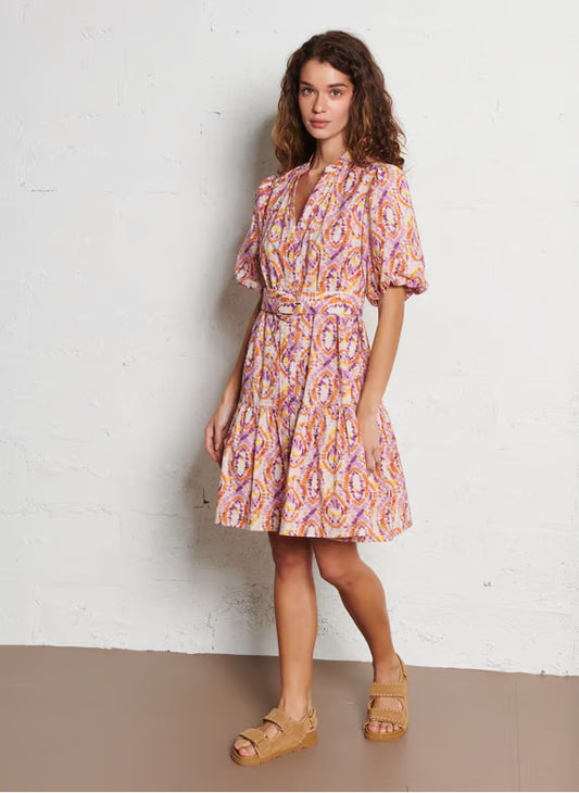Suncoo Short Belted Arabesque Cerrone Dress