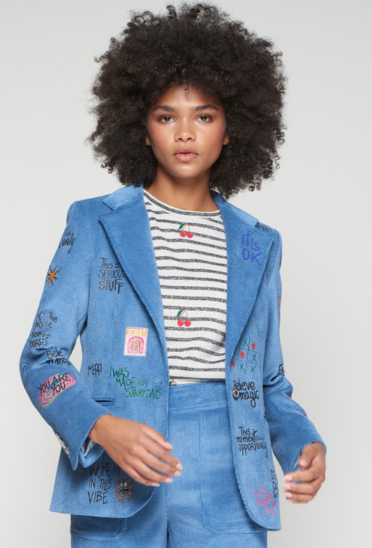 Jacket Helen Graffiti Pana Azulado