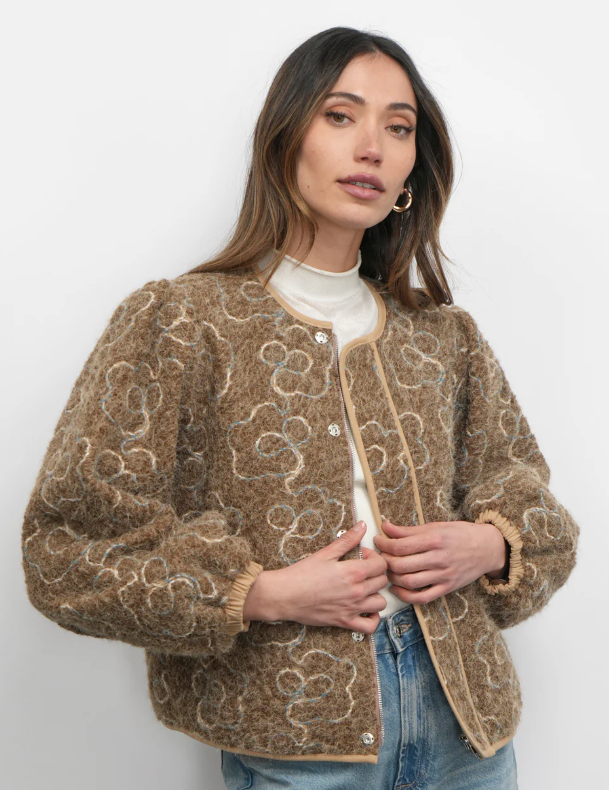 Harrison Embroidered Fuzzy Jacket