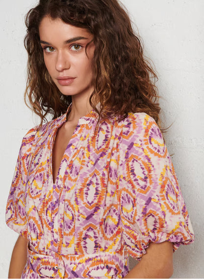 Suncoo Short Belted Arabesque Cerrone Dress