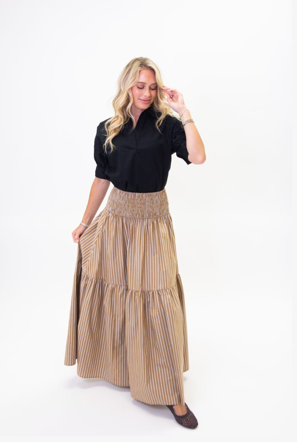 Karlie Stripe Maxi Skirt
