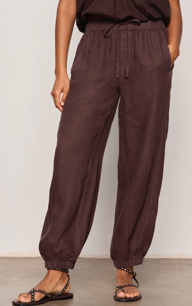 Melody Micro Linen Balloon Pant in Rich Soil