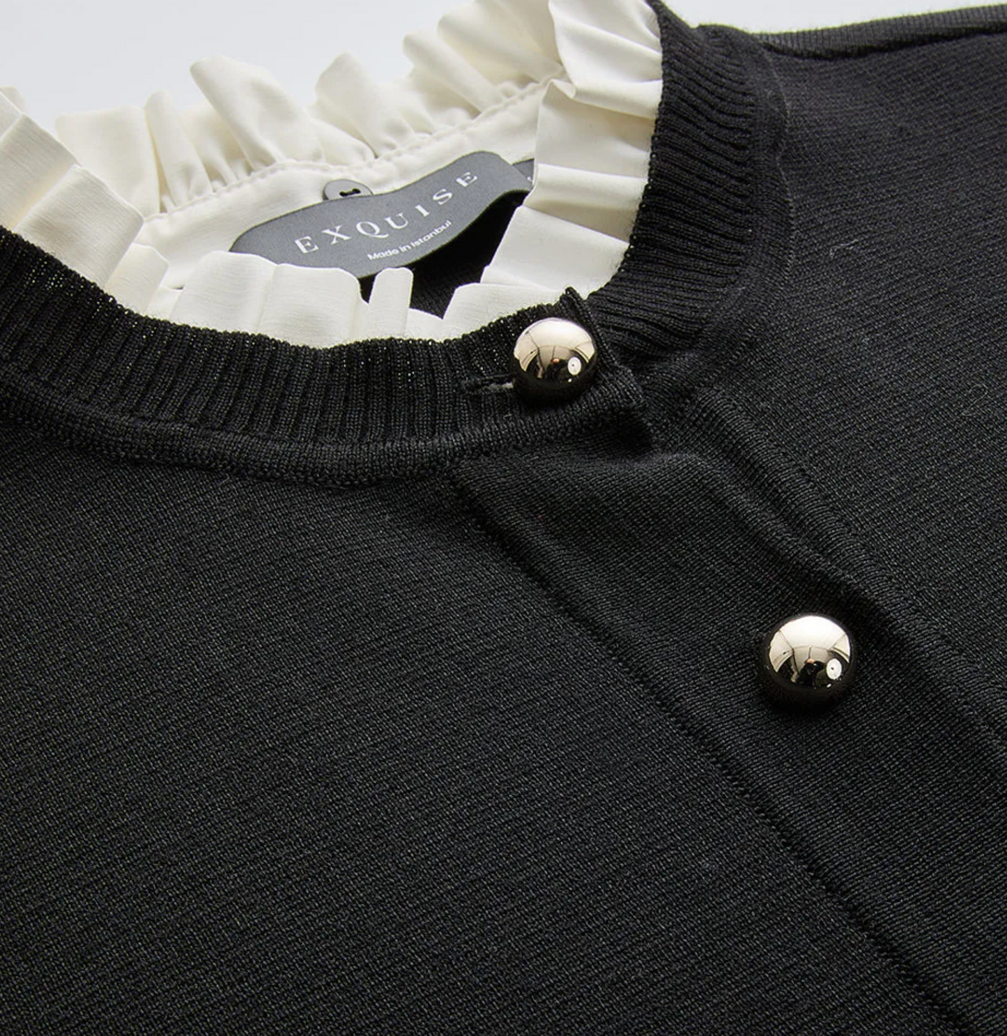 Kamilah Removable Collar Crew Neck Cardigan