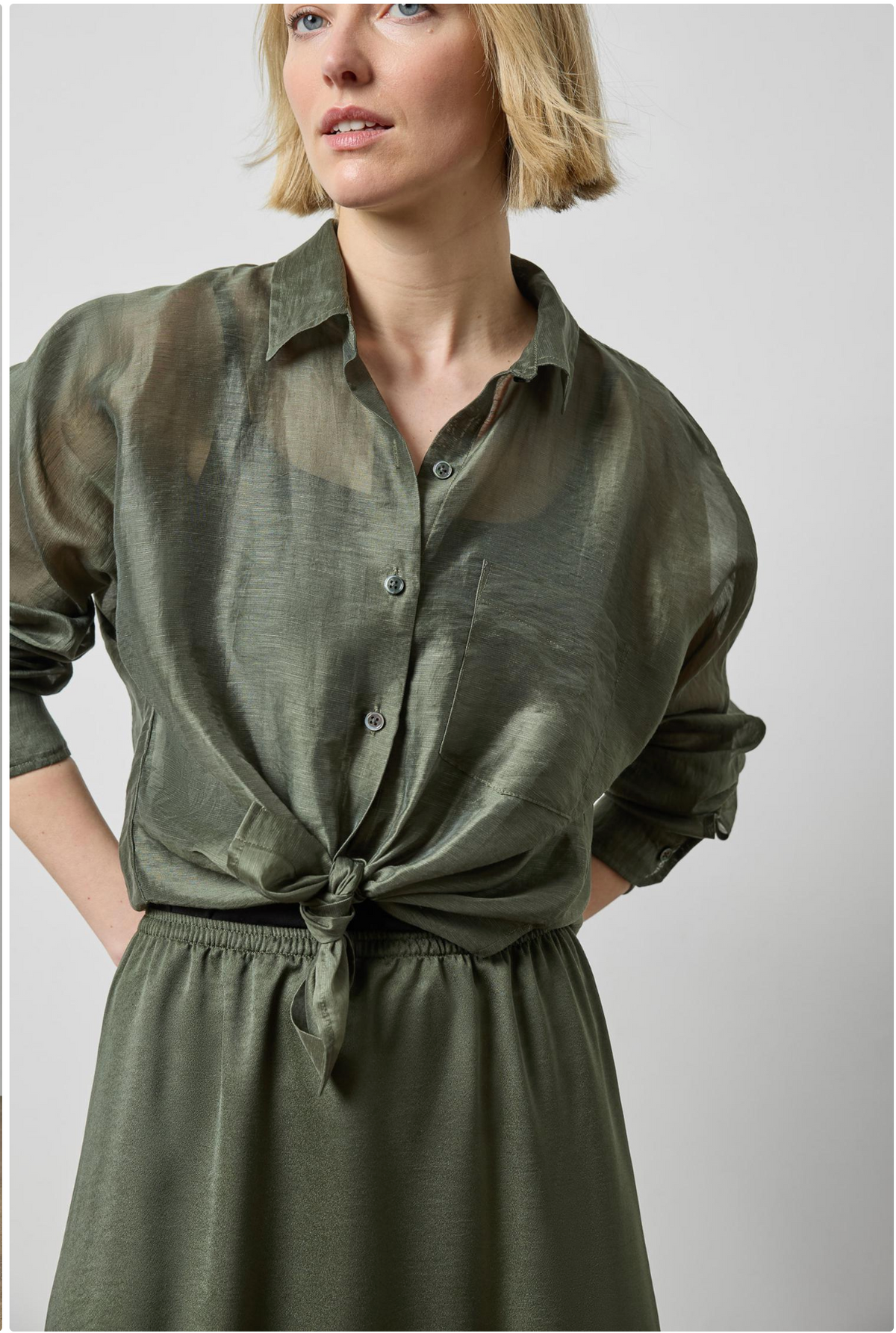 Lilla P Sheer Button Down