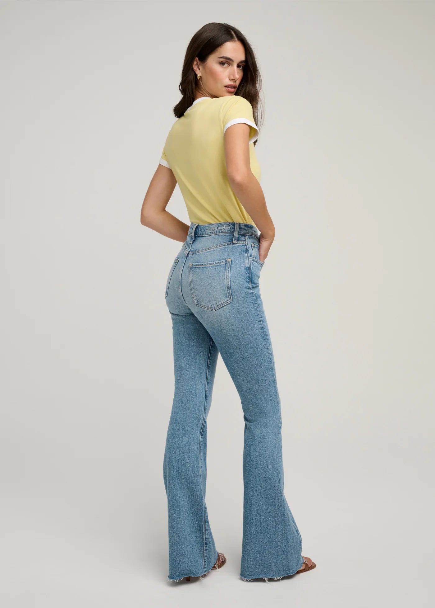 The Cropped Favorite Daughter Ringer Tee in Golden Off White