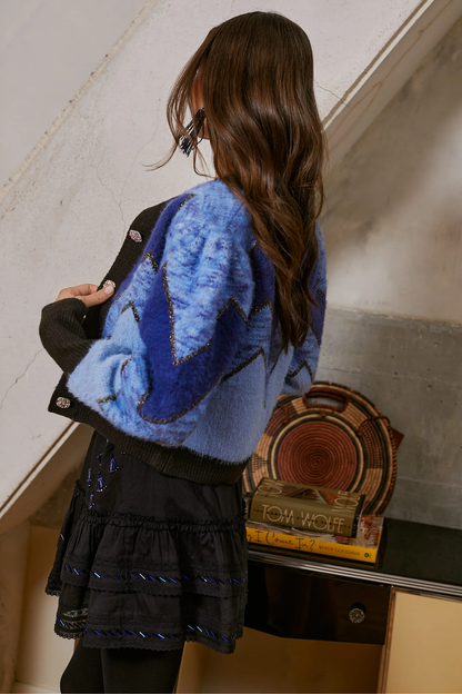 Fuzzy Chevron Cardigan