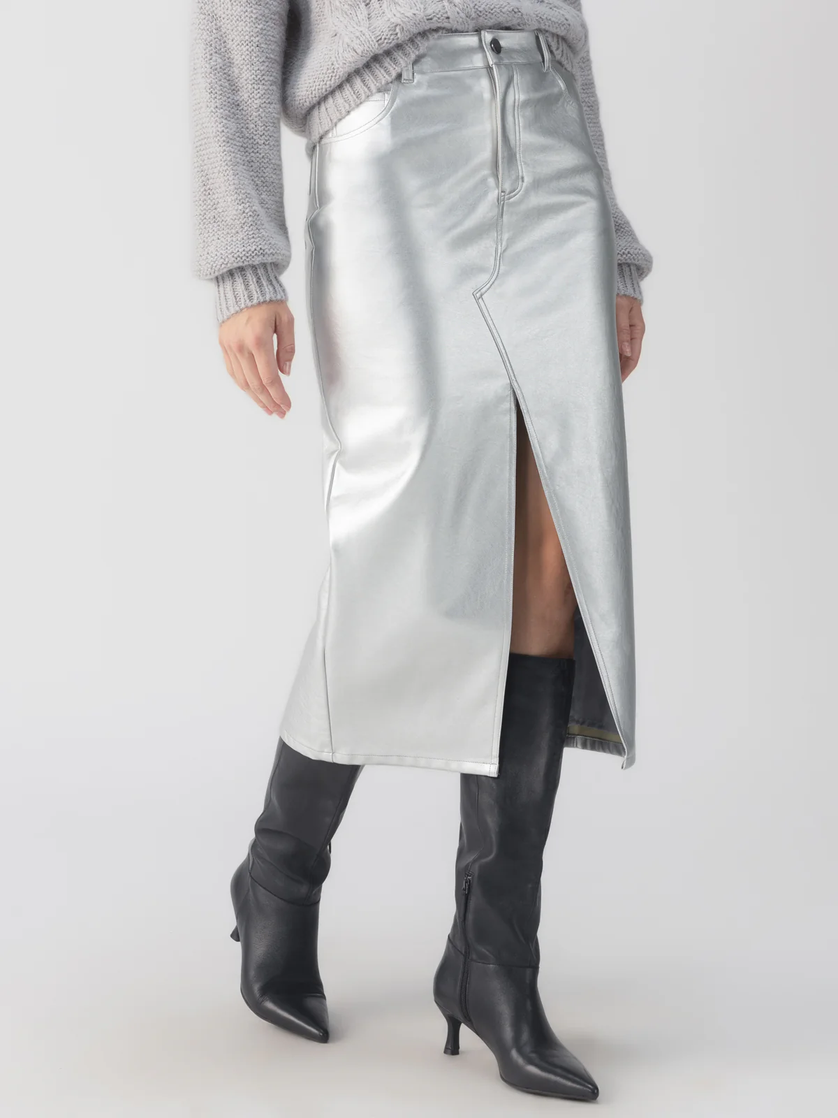 Leather Like Midi Skirt