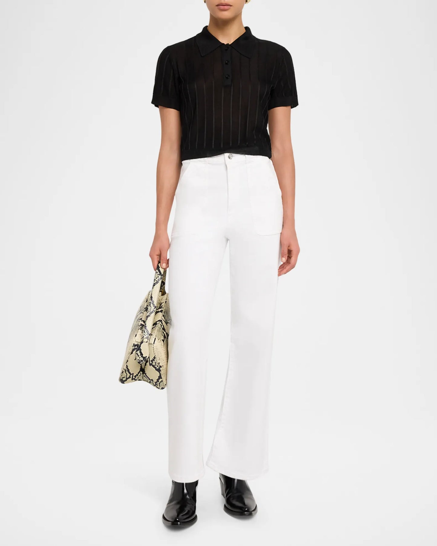 The Modern Pocket Wide Jean in White