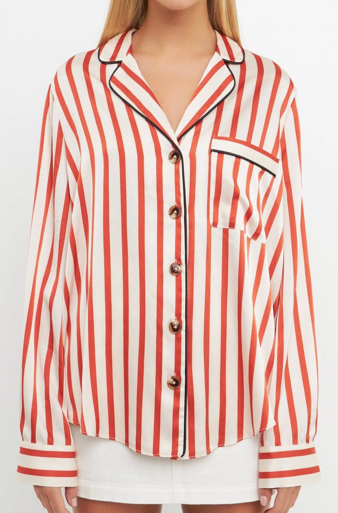 English Factory Satin Striped shirt